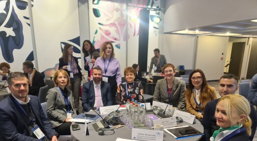 Delegation of the Western Balkan PES representative with RCC ESAP 3 Team Leader at the EU PES Network Stakeholder Conference in Brussels, Belgium, on 5 November 2024 (Photo: EU PES Network)  